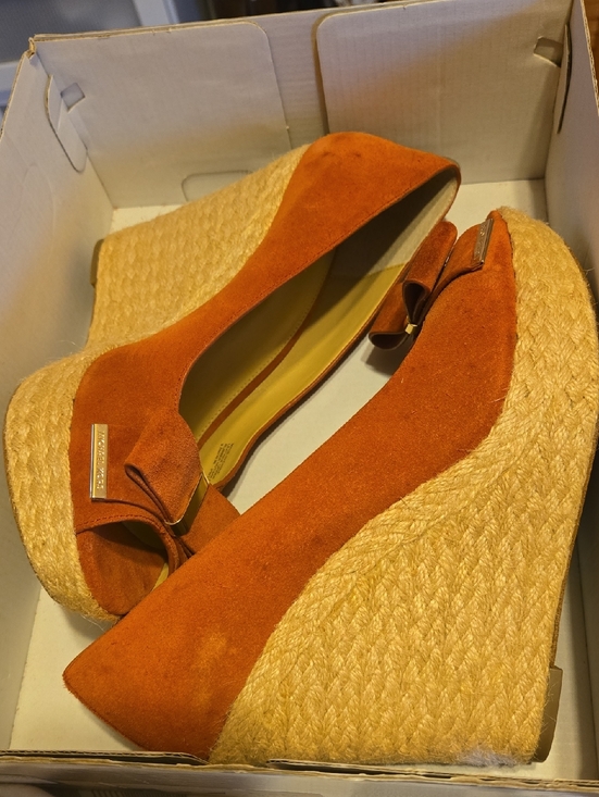 MICHAEL Michael Kors Shoes - MICHAEL Michael Kors Orange Suede Espadrille Wedge Pumps